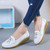 Women's white tassel buckle on vamp slip on shoe loafer 05