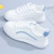 Women's white blue stripe lace up shoe sneaker 04