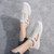 Women's white orange stripe lace up shoe sneaker 05