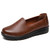 Women's brown V open casual slip on shoe loafer 01