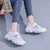 Women's white blue casual pattern label sport shoe sneaker 04