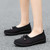 Women's black bow on top slip on shoe loafer 02