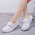 Women's white hollow velcro fastening slip on shoe loafer 05