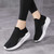 Women's black texture pattern sock like slip on shoe sneaker 04