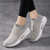 Women's grey texture pattern sock like slip on shoe sneaker 04