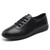 Women's black casual plain oxford lace up shoe 01