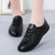 Women's black casual plain oxford lace up shoe 04