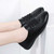 Women's black casual plain oxford lace up shoe 06