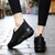 Women's black flyknit hollow out slip on rocker bottom sneaker 02