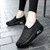 Women's black flyknit hollow out slip on rocker bottom sneaker 04