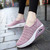 Women's pink flyknit hollow out slip on rocker bottom sneaker 03