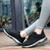 Women's black texture pattern drawstring lace shoe sneaker 02