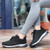 Women's black texture pattern drawstring lace shoe sneaker 06