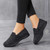 Women's black stripe texture casual slip on shoe sneaker 02