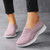 Women's pink stripe texture casual slip on shoe sneaker 04