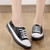 Women's black thread accent color stripe lace up shoe 03