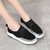 Women's black patent suede casual shoe sneaker 05