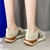 Women's beige flyknit pattern texture casual shoe sneaker 03