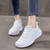 Women's white green flyknit stripe texture casual shoe sneaker 04