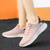 Women's pink flyknit stripe texture label print shoe sneaker 05