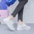 Women's white flyknit stripe texture logo pattern shoe sneaker 02