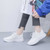 Women's white flyknit stripe texture logo pattern shoe sneaker 05