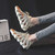 Women's beige flyknit stripe texture sock like entry shoe sneaker 02