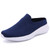 Women's blue stripe texture casual slip on mule shoe sneaker 01