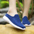 Women's blue stripe texture casual slip on mule shoe sneaker 05