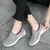 Women's grey pattern texture sport print slip on shoe sneaker 03