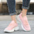 Women's pink flyknit stripe hollow lace shoe sneaker 02