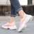 Women's pink flyknit stripe hollow lace shoe sneaker 03