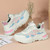 Women's beige wave stripe pattern shoe sneaker 06