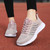 Women's pink flyknit stripe pattern lace up shoe sneaker 04