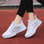 Women's white flyknit stripe pattern lace up shoe sneaker 05