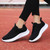 Women's black flyknit pattern texture stripe lace up shoe sneaker 02