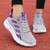 Women's grey flyknit pattern texture stripe lace up shoe sneaker 05