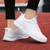 Women's white flyknit pattern texture stripe lace up shoe sneaker 04