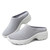 Women's grey hollow out slip on double rocker bottom shoe mule 06