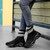 Women's black flyknit stripe sock like fit slip on shoe sneaker 03