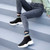 Women's black white flyknit stripe sock like fit slip on shoe sneaker 04