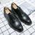 Men's black retro brogue thread accent oxford dress shoe 06