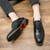 Men's black retro brogue thread accent oxford dress shoe 05