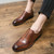 Men's brown retro brogue thread accent oxford dress shoe 02