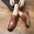 Men's brown retro brogue thread accent oxford dress shoe 05