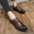 Men's brown pattern retro brogue derby dress shoe 03