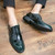 Men's green patent leather brogue derby dress shoe 04