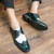 Men's green white patent leather brogue derby dress shoe 05