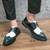 Men's green white patent leather brogue derby dress shoe 02