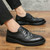 Men's black croc skin pattern brogue derby dress shoe 03